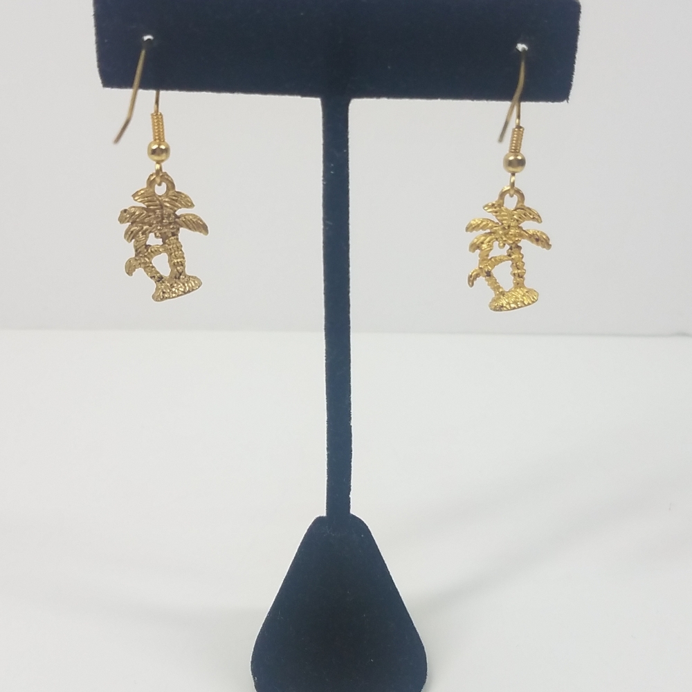 Goldtone Palm Tree Earrings